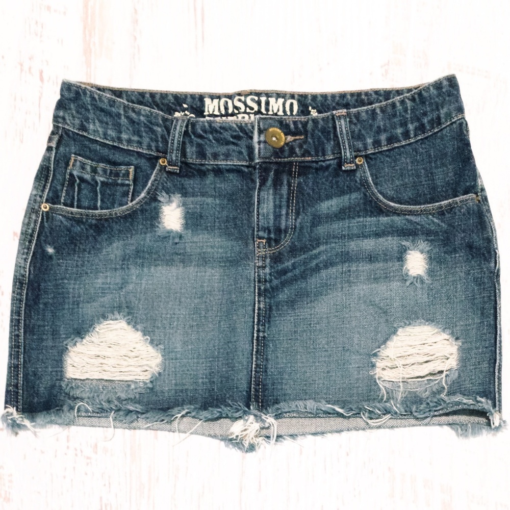 NWOT Mossimo Destroyed Denim Mini Skirt - Picture 1 of 3